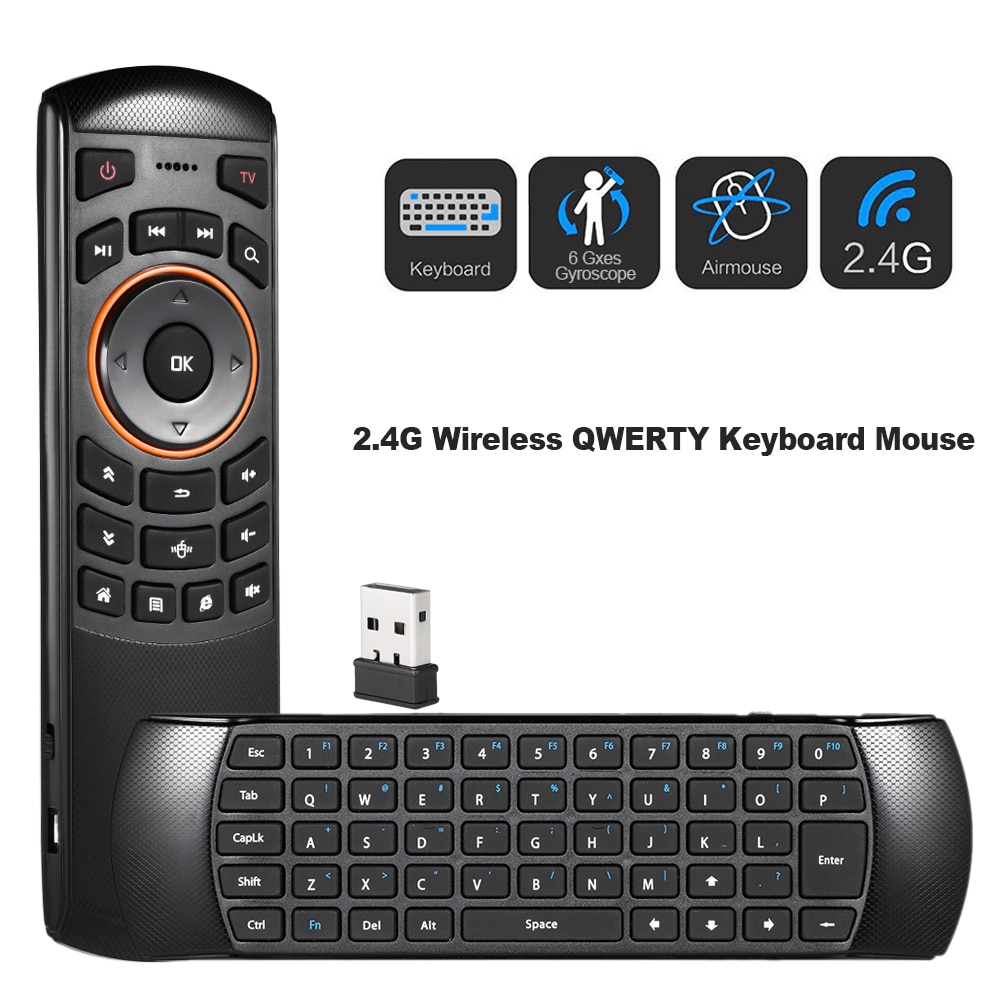 Docooler Mini 2.4GHz Wireless QWERTY Keyboard Air Mouse Handheld Remote Control 6 Gxes Gyroscope for Mini PC TV Box thumbnail