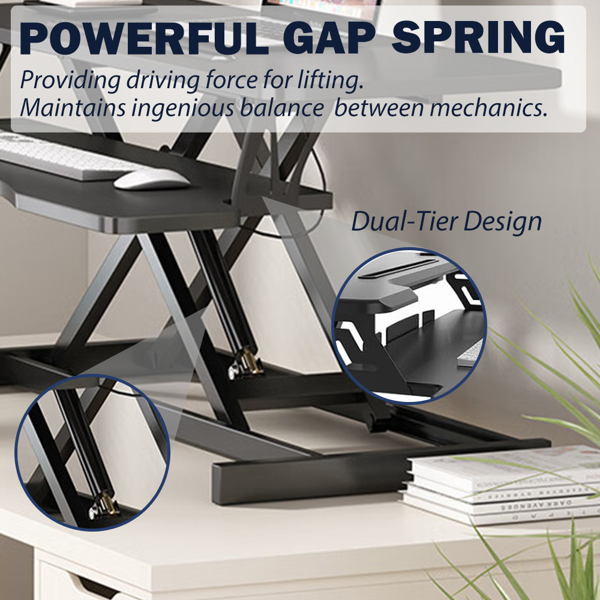 32 Inches Desk Converter, Height-Adjustable Sit-Stand Lift, Dual Monitor & Laptop Workstation, Bandwidth Keyboard Tray, Black. Amazon Sales Are Prohibited thumbnail