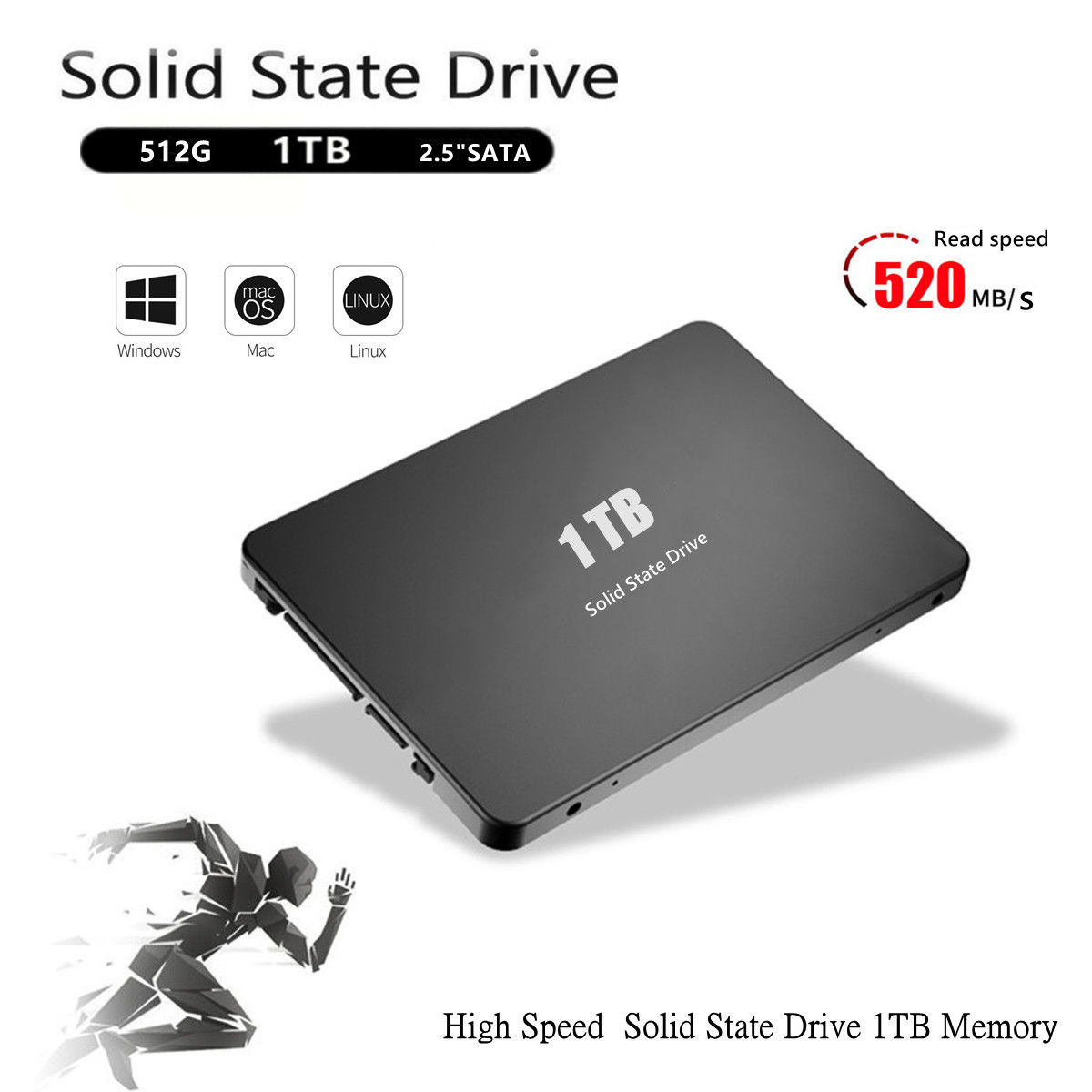 2.5 Inches High Speed Solid State Drive 1TB Notebook Desktop thumbnail