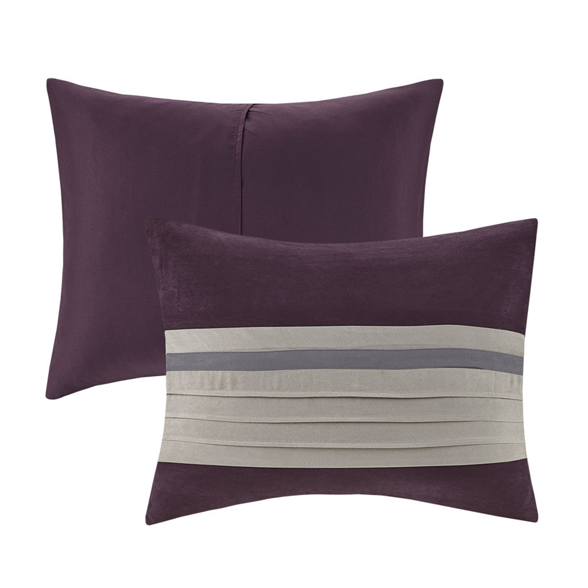 7 PC Pieced Faux Suede Comforter Set Purple King thumbnail